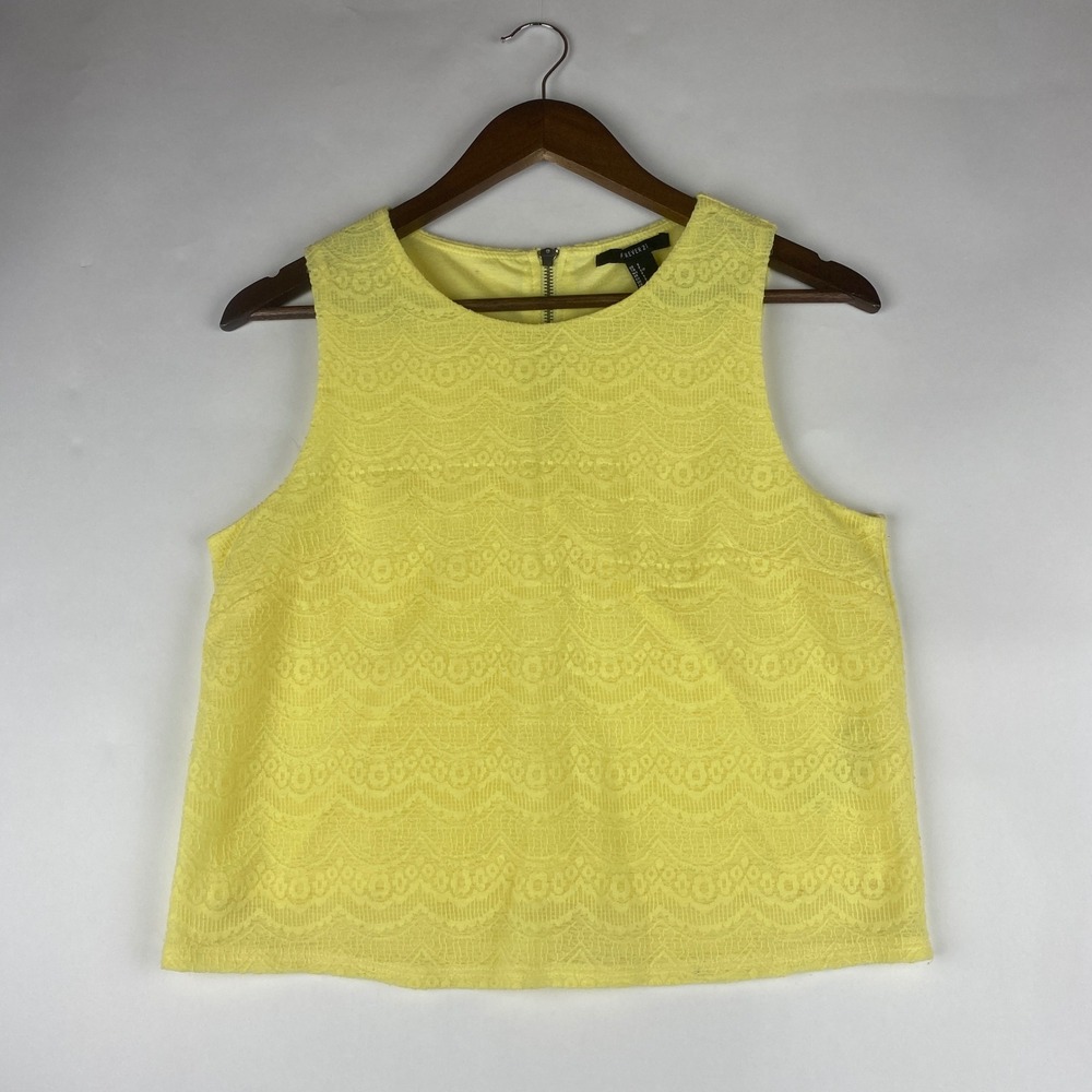 Forever 21 Womens‎ S Yellow Lace Sleeveless Top Polyester Spandex